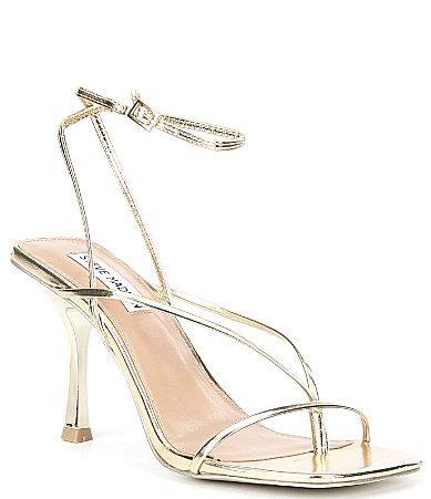 Steve Madden Annie Metallic Square Toe Strappy Thong Dress Sandals Product Image