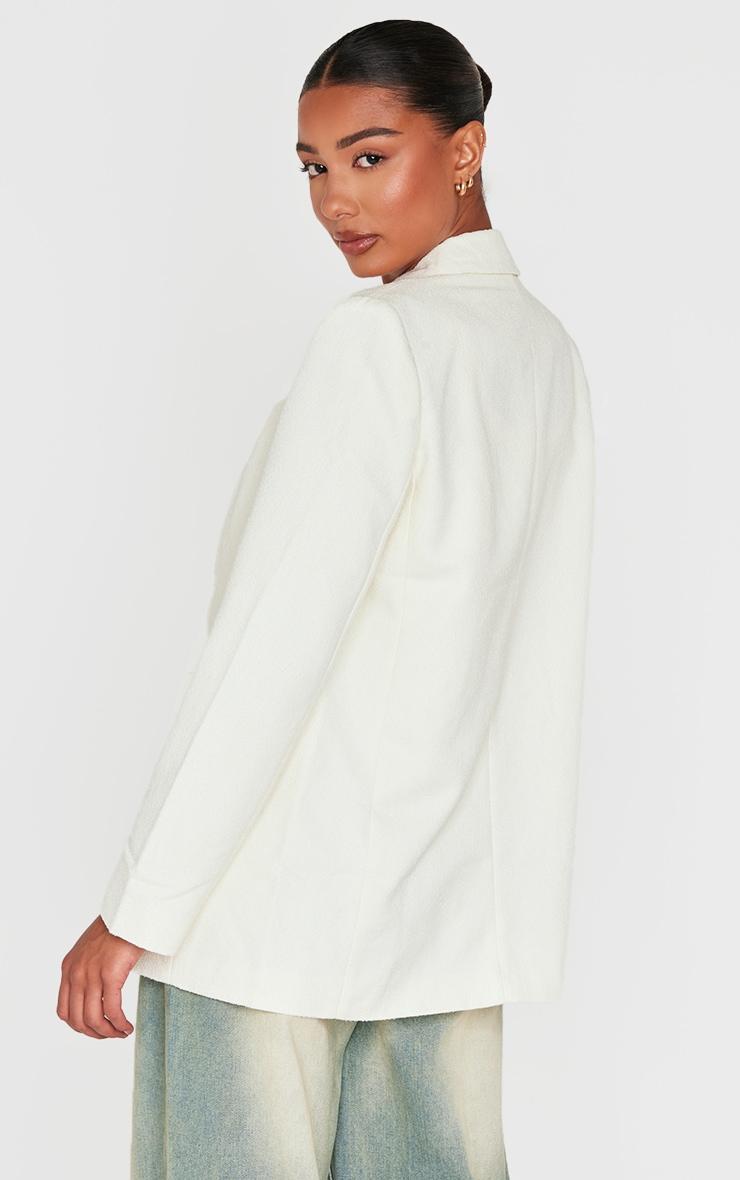 Cream Textured Oversized Drop Shoulder Blazer Product Image