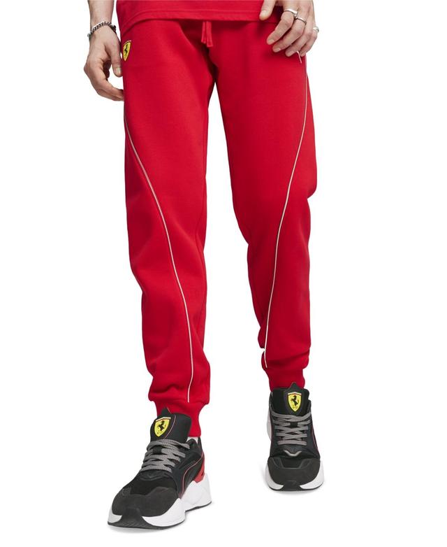 Puma Mens Ferrari Race Regular-Fit Contrast Piped Fleece Sweatpants Product Image