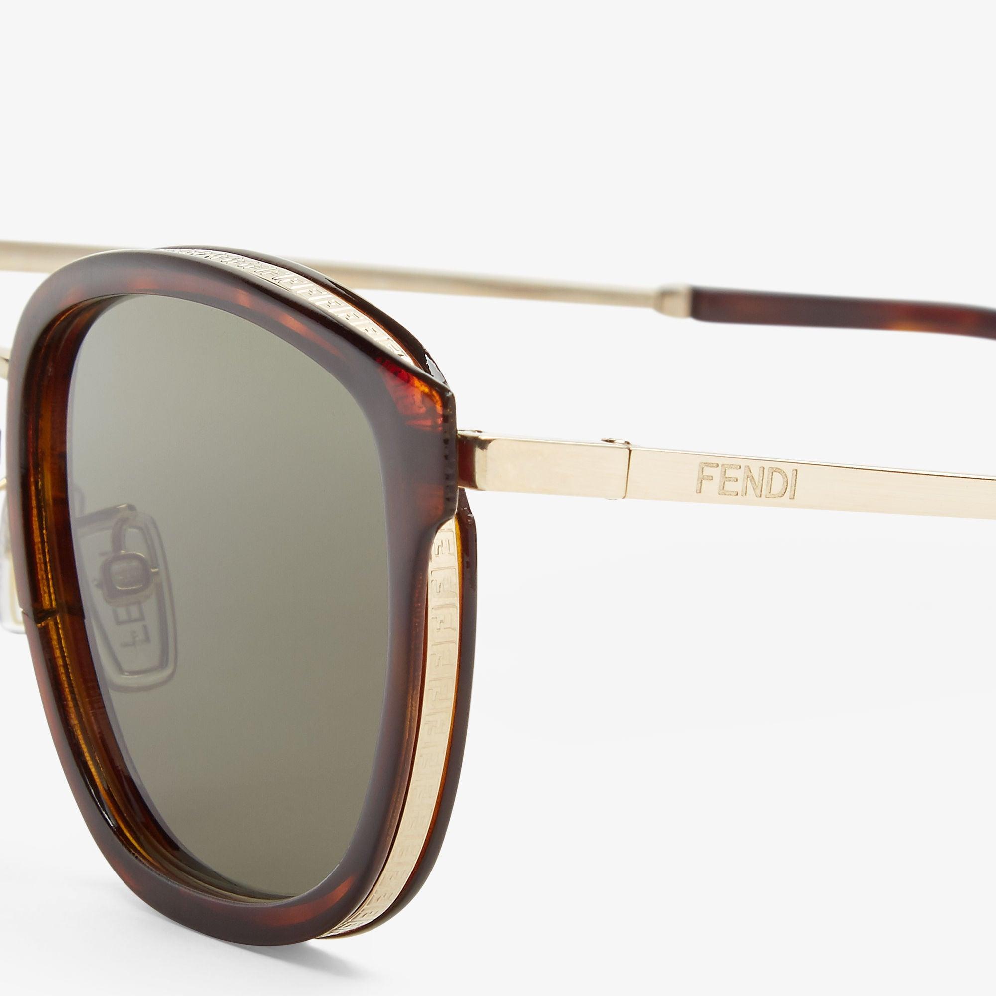 Fendi TravelHavana acetate and gold-color metal sunglasses Product Image