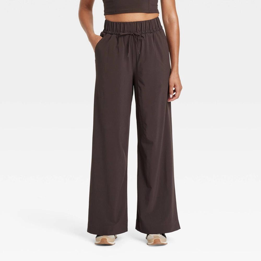 Womens Active Light High-Rise Wide Leg Pants - All In Motion Dark Brown XL Product Image