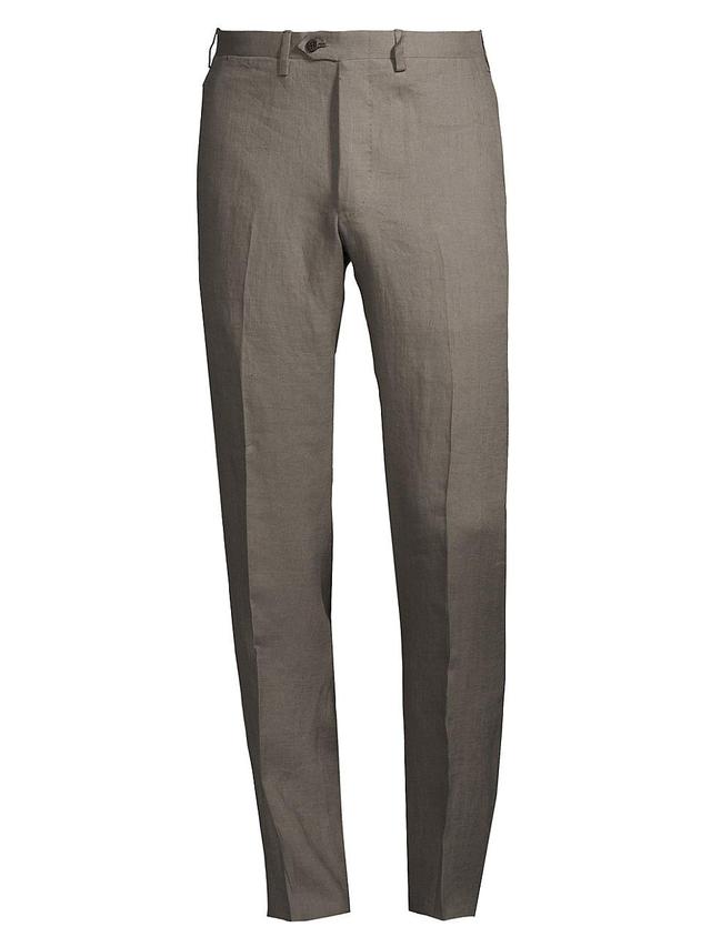 Mens Extended-Tab Waist Linen Trousers Product Image