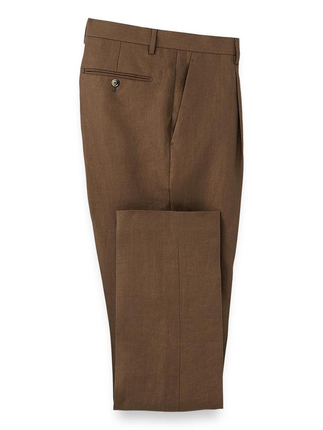 Linen Single Pleat Pants - Light Brown Product Image