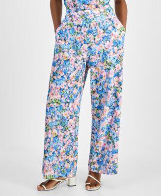 Petite High Rise Printed Wide Leg Pants, Created for Macy's Product Image