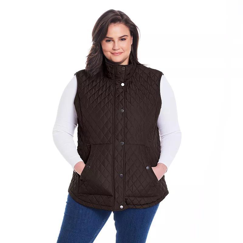 Plus Size Weathercast Corduroy Trimmed Quilted Vest, Womens Product Image