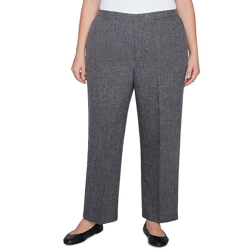 Plus Size Alfred Dunner Comfort Elastic Back Medium Length Pants, Womens Grey Product Image