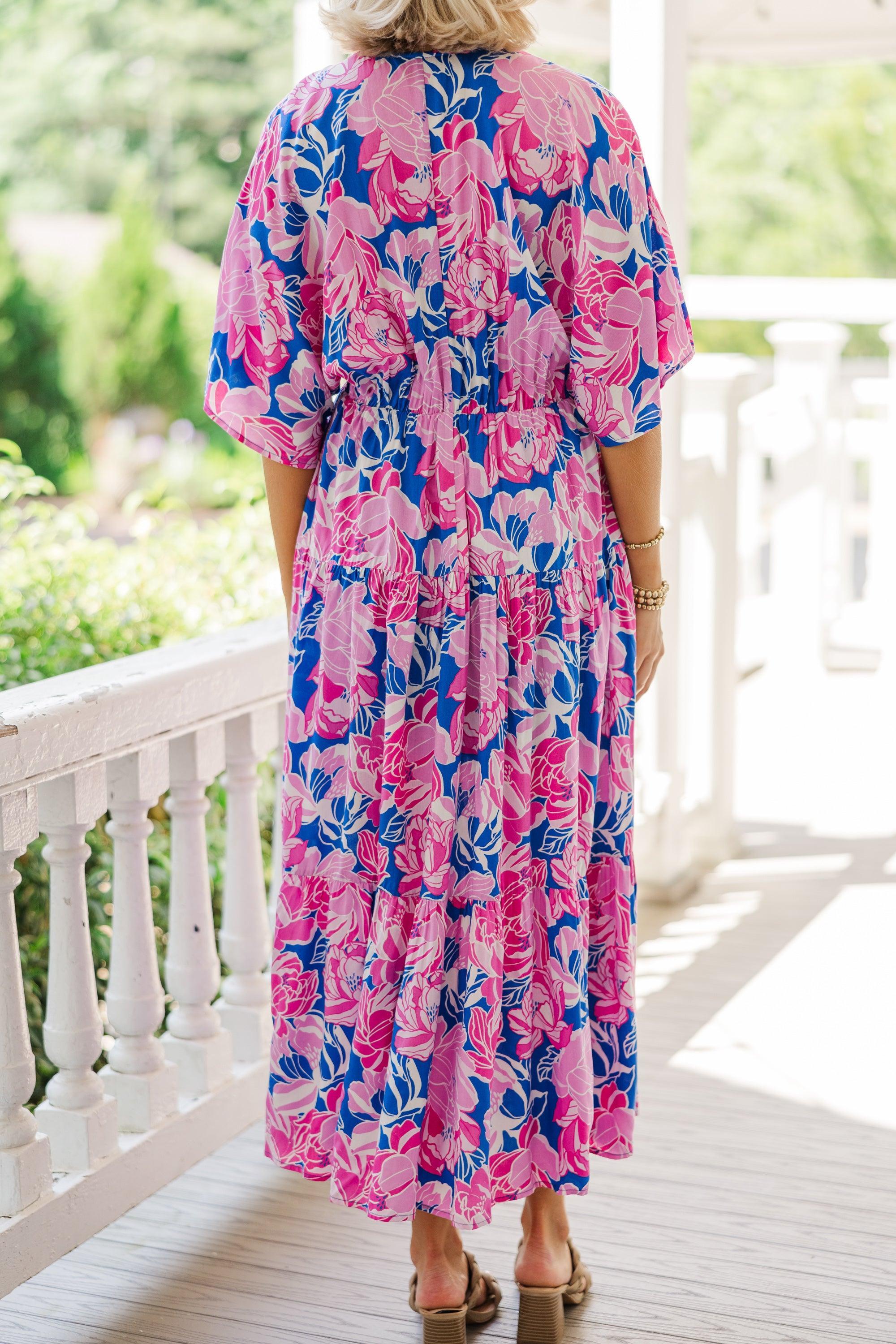 See It Through Royal Blue Floral Maxi Dress Female Product Image