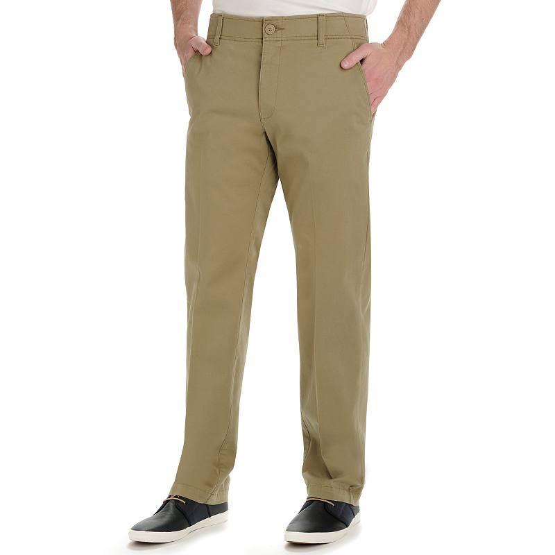 Mens Lee Performance Series Extreme Comfort Khaki Straight-Fit Flat-Front Pants Original Green Product Image