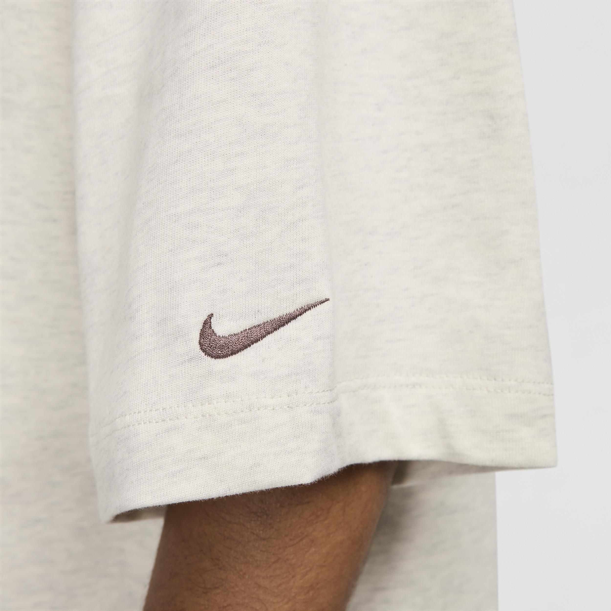 Nike Womens Sportswear Cotton Essential Oversized Tee - Oatmeal Heather/(plum Eclipse) Product Image