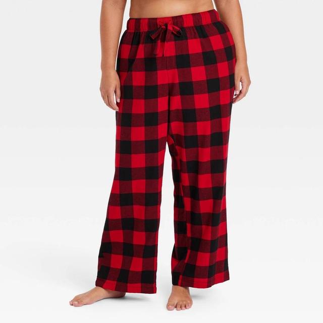 Womens Buffalo Check Flannel Pajama Pants - Auden Red 4X Product Image