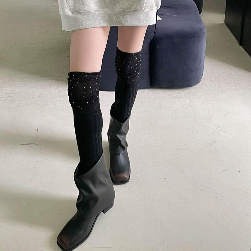 Plain Ribbed Over The Knee Socks Product Image