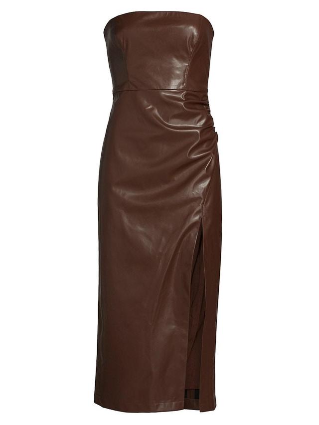 Womens Andres Faux-Leather Strapless Midi-Dress Product Image