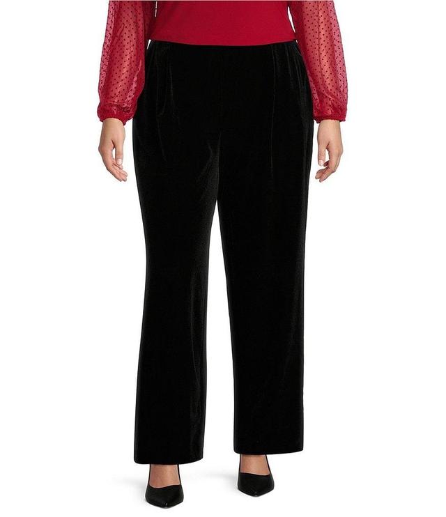 Kasper Plus Size Velvet Wide Leg Pull-On Pant Product Image