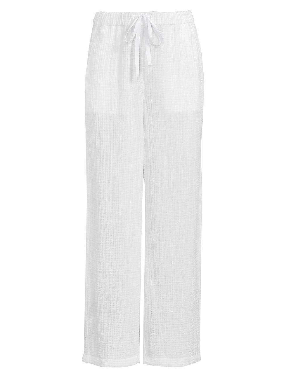 Womens Gauze Cotton Wide-Leg Pants product image