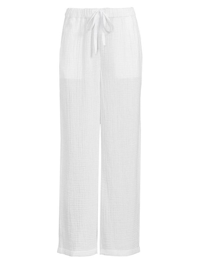 Womens Gauze Cotton Wide-Leg Pants Product Image