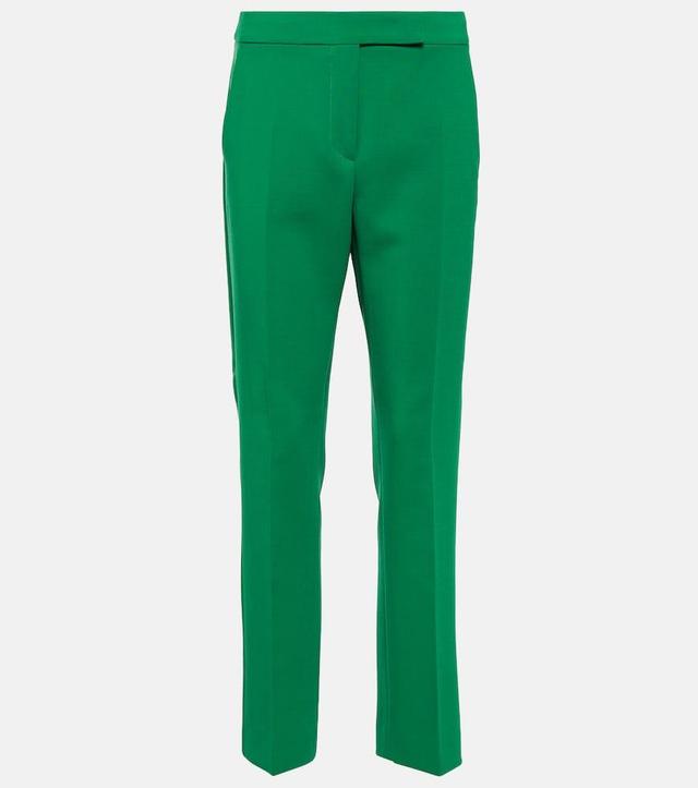 MAX MARA Fuoco Cropped Wool-blend Pants In Green Product Image