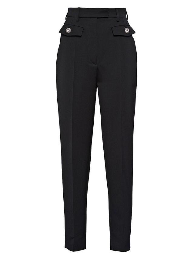 Cropped Wool Cigarette Pants with Crystal Buttons Product Image