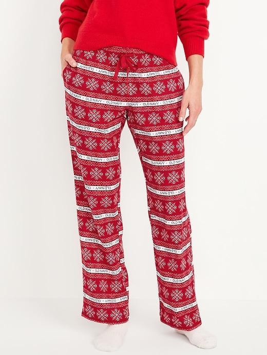 Mid-Rise Printed Flannel Pajama Pants Product Image