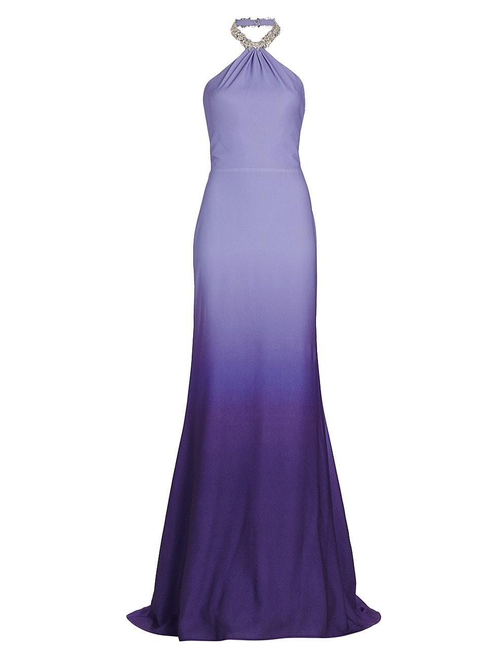 Womens Embellished Halter Ombr Gown Product Image