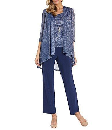 R  M Richards Pleated Crinkle Metallic Scoop Neck 34 Sleeve 2 Product Image