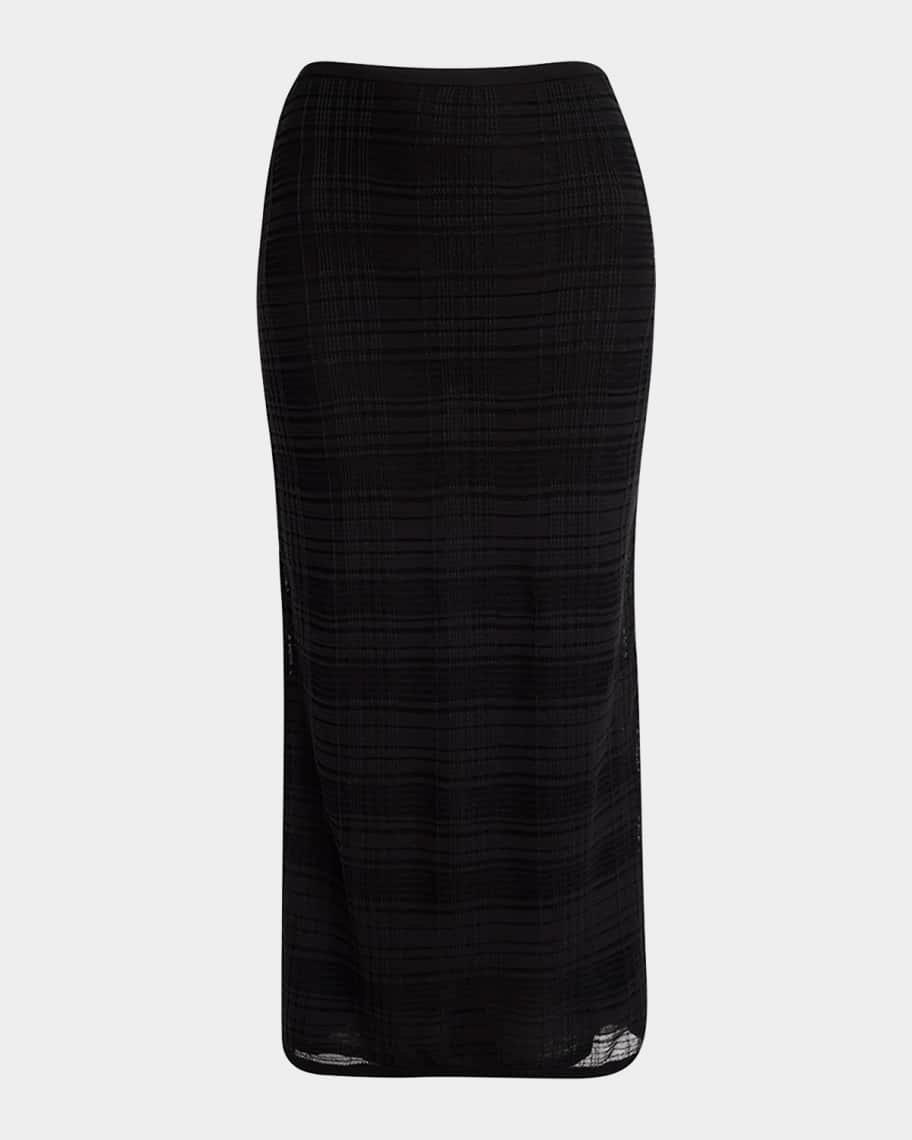 Elsa Plaid Knit Midi Skirt Product Image