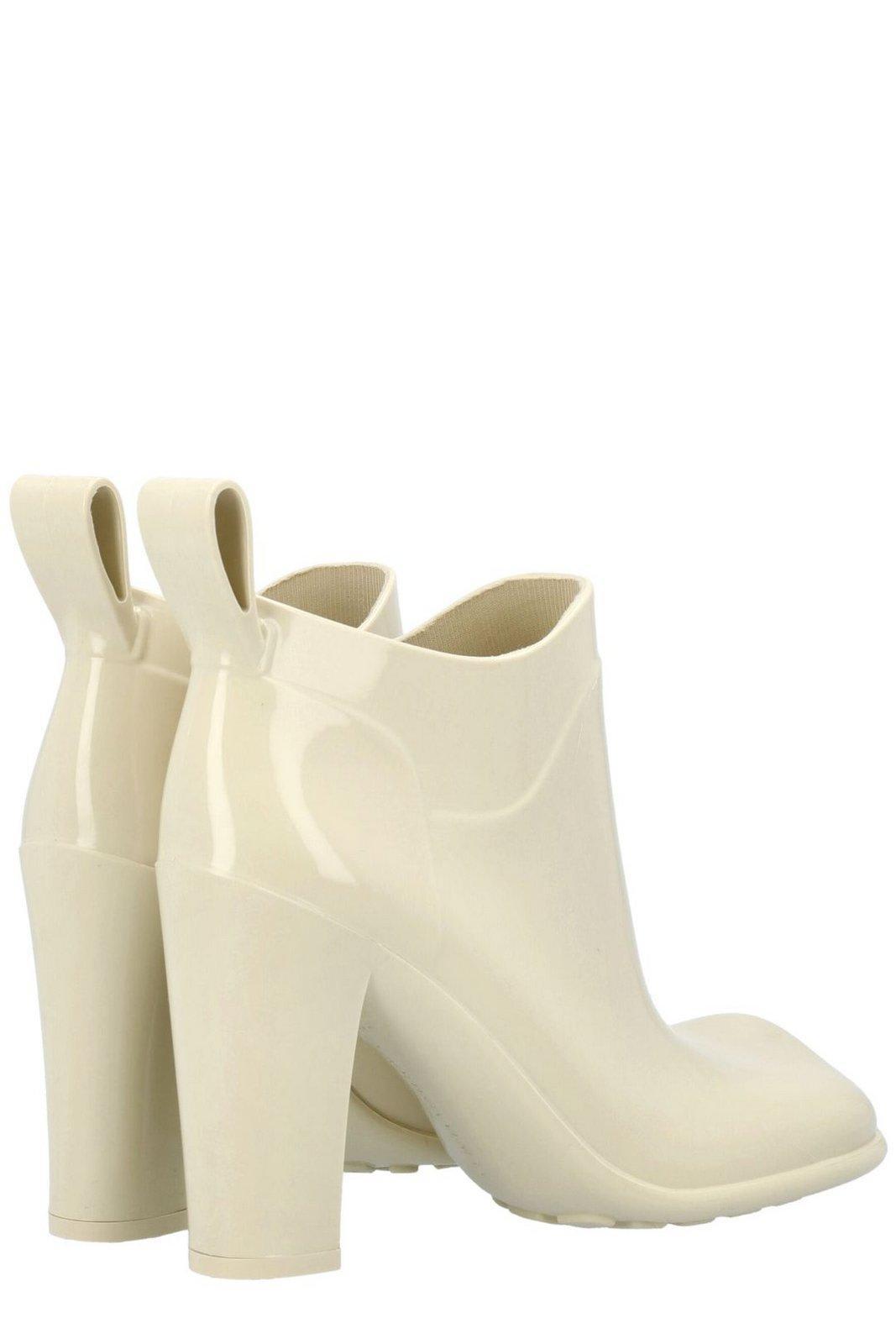 Rubber Block-heel Ankle Booties In White Product Image