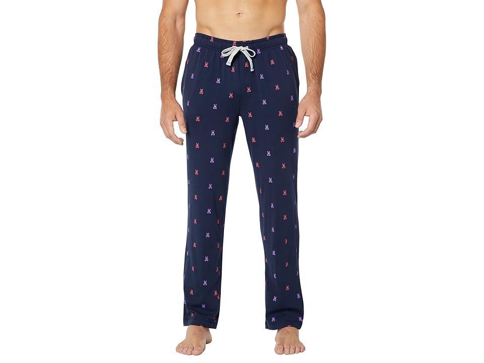 Psycho Bunny Novelty Knit Pants (2 Color All Over Bunny Print/New Navy) Men's Clothing Product Image