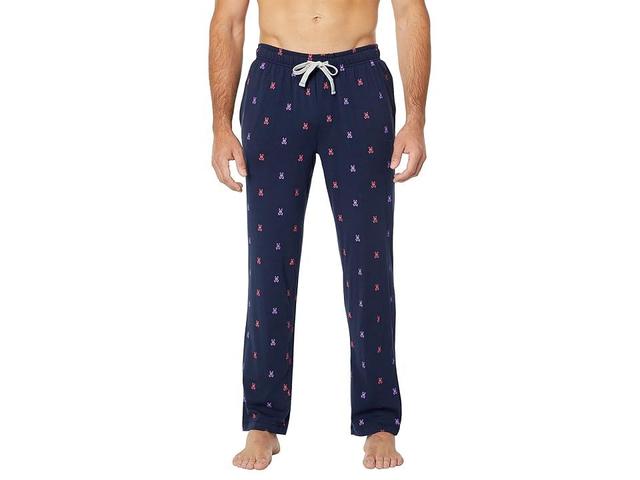 Psycho Bunny Novelty Knit Pants (2 Color All Over Bunny Print/New Navy) Men's Clothing Product Image