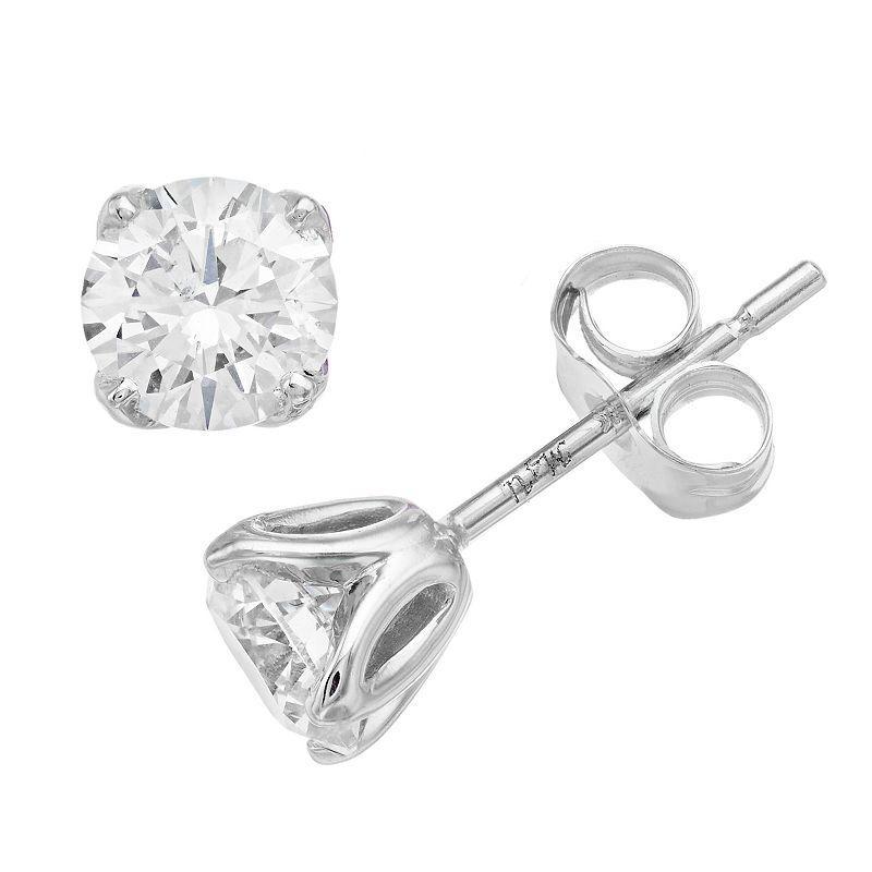 Made For You 10k White Gold 1 Carat T.W. Lab-Grown Diamond Earrings, Womens Product Image