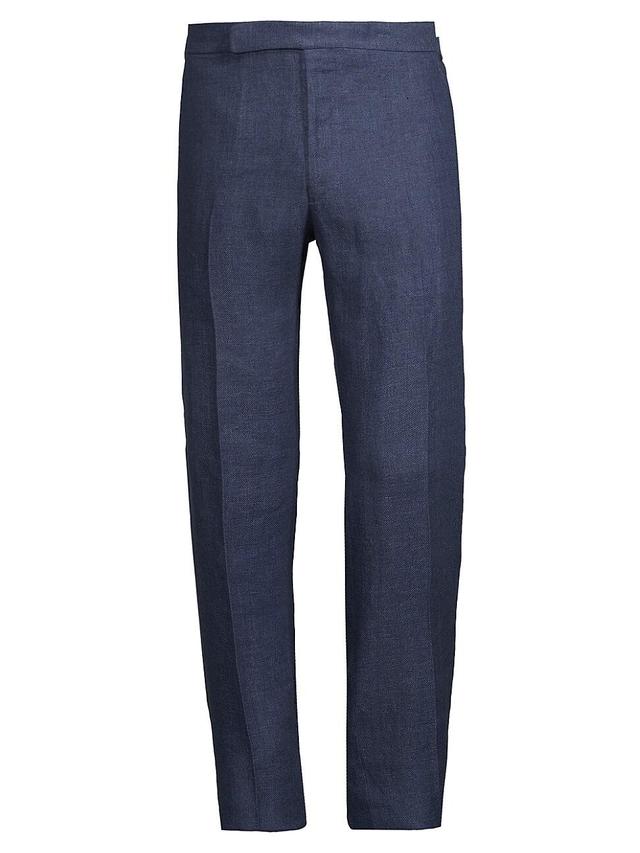 Mens Gregory Linen Flat-Front Trousers Product Image