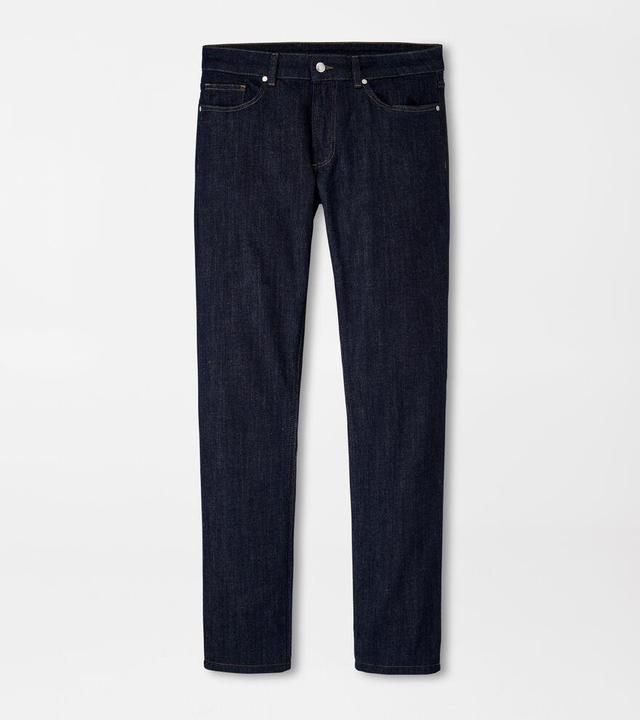 Peter Millar Mens Vintage Washed Five-Pocket Denim | Color: Dark Indigo | Size: 32 Product Image