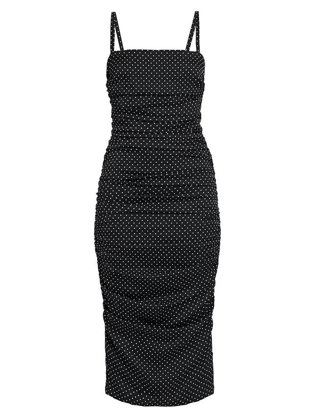 Womens Micro Dot Ruched Midi-Dress Product Image