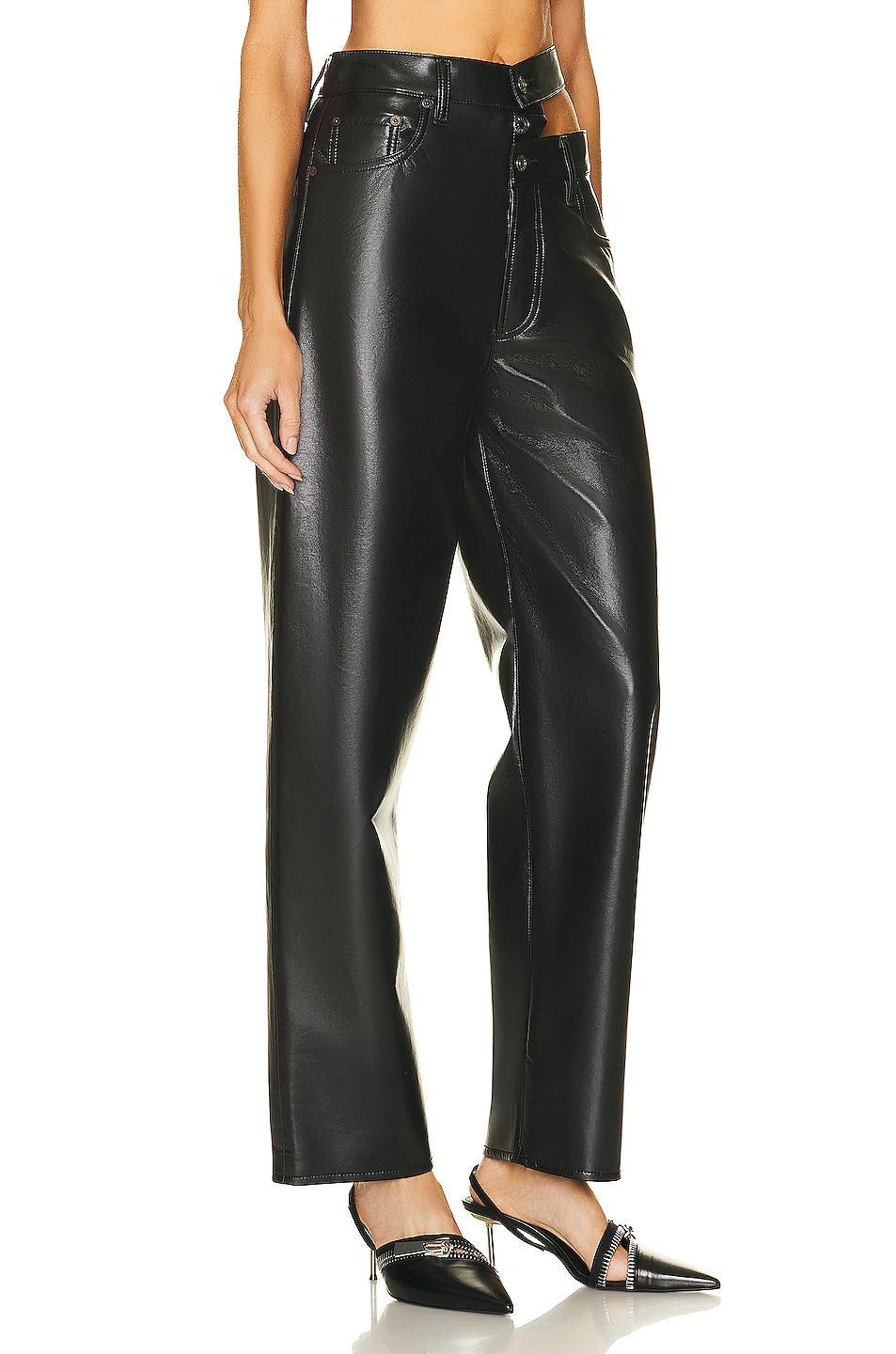 AGOLDE Recycled Leather Broken Waistband in Black Product Image