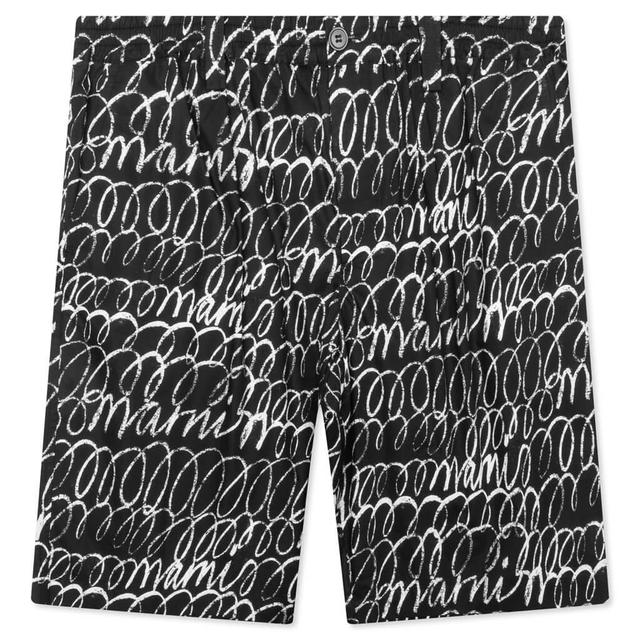 Scribbled Poplin Shorts - Black Male Product Image