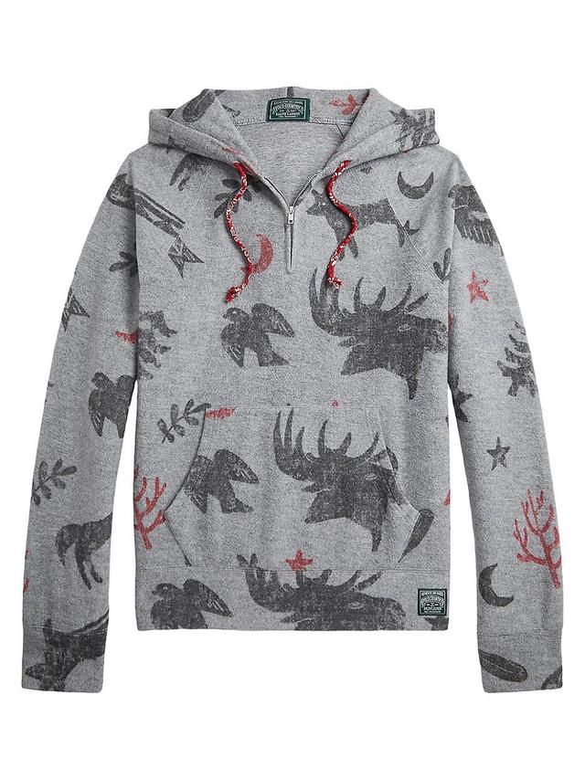 Polo Ralph Lauren Brushed Fleece Graphic Hoodie (Collegiate Heather) Men's Clothing Product Image