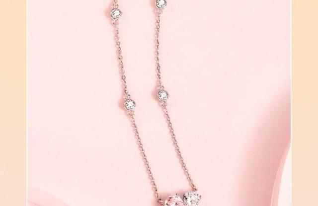 Heart Rhinestone Sterling Silver Necklace Product Image