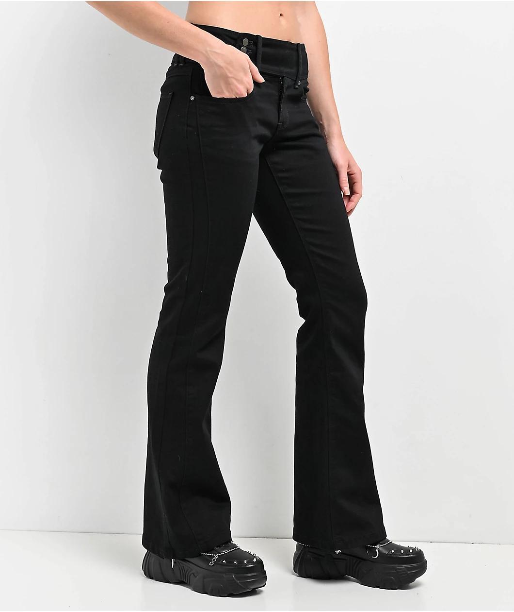 Empyre Britt Y2K Black Low Rise Flare Jeans Product Image