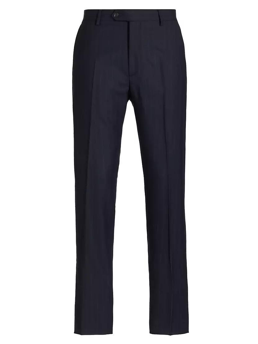 COLLECTION Pinstriped Wool Suit Pants Product Image