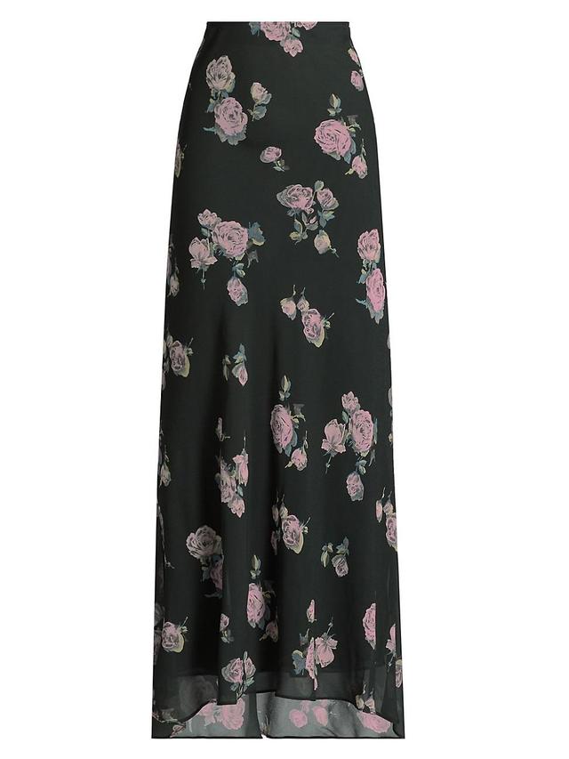 Womens Floral Crepe Maxi Skirt Product Image