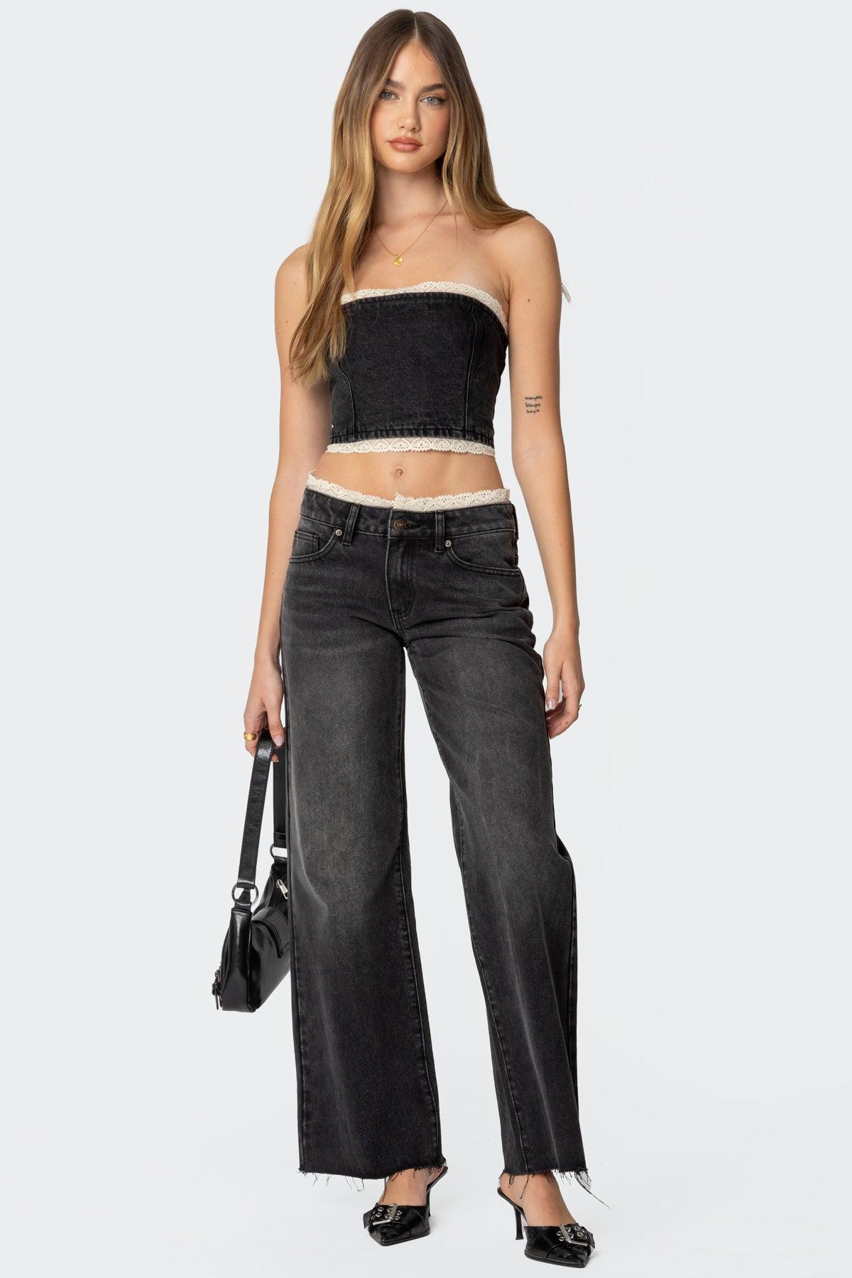 Karlie Lace Trim Jeans Product Image