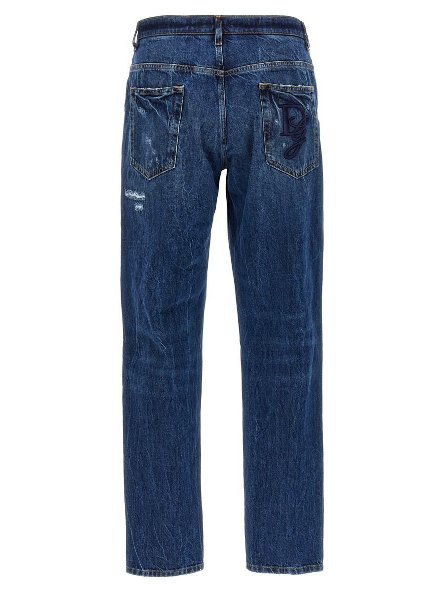 Gerade Jeans Im Distressed-look In Blue Product Image