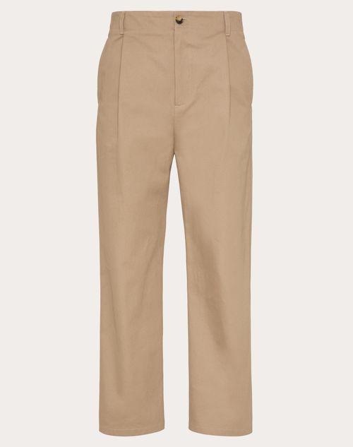 COTTON GABARDINE PANTS WITH MAISON VALENTINO LABEL Product Image