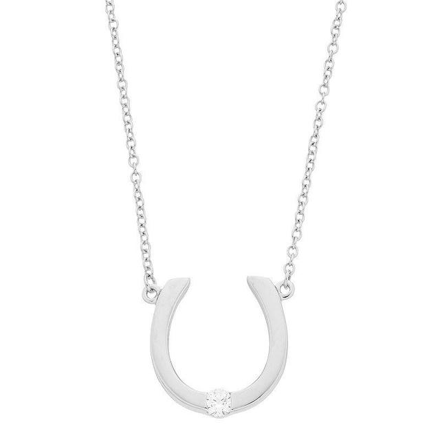 Sterling Silver Horseshoe Necklace, Womens White Product Image