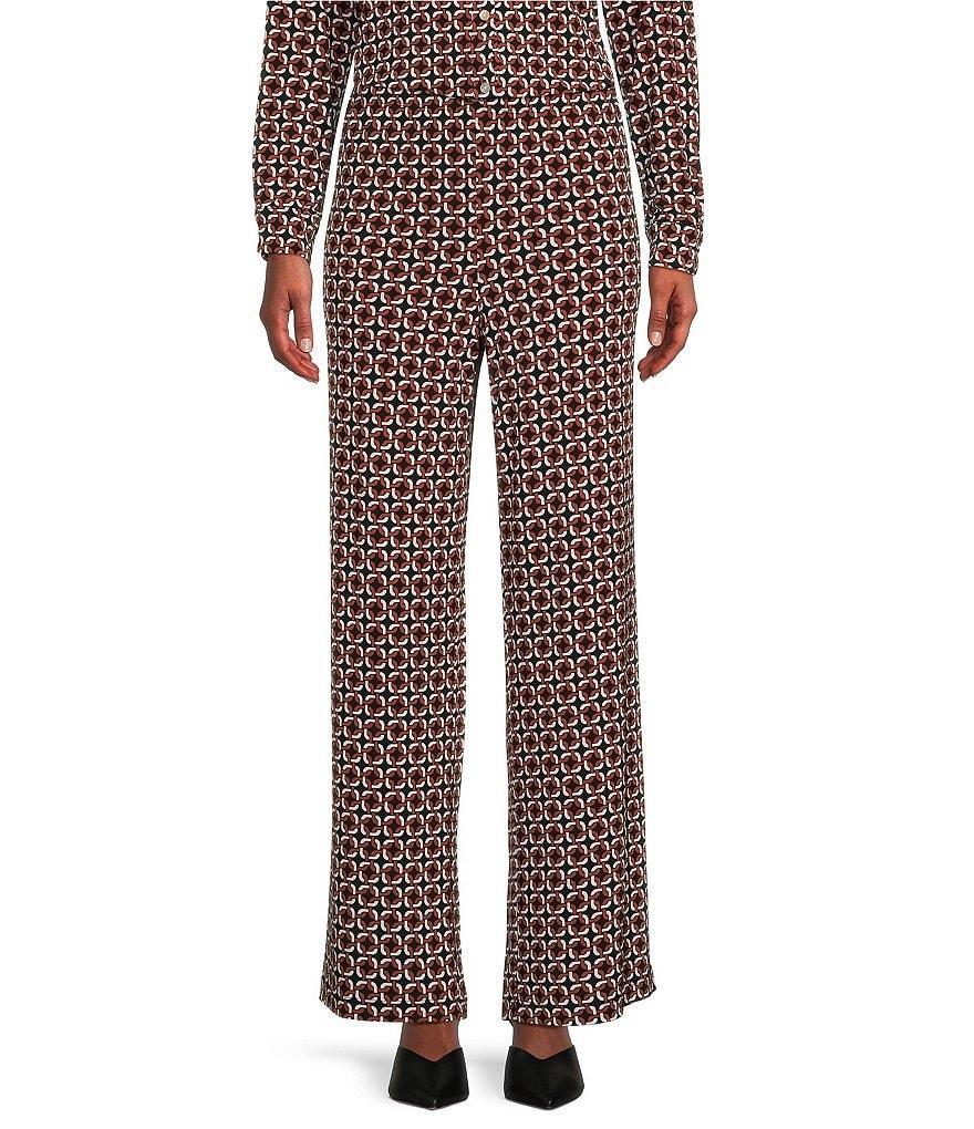 Preston & York Janet Printed Matte Jersey Stretch Wide Leg Pants Product Image