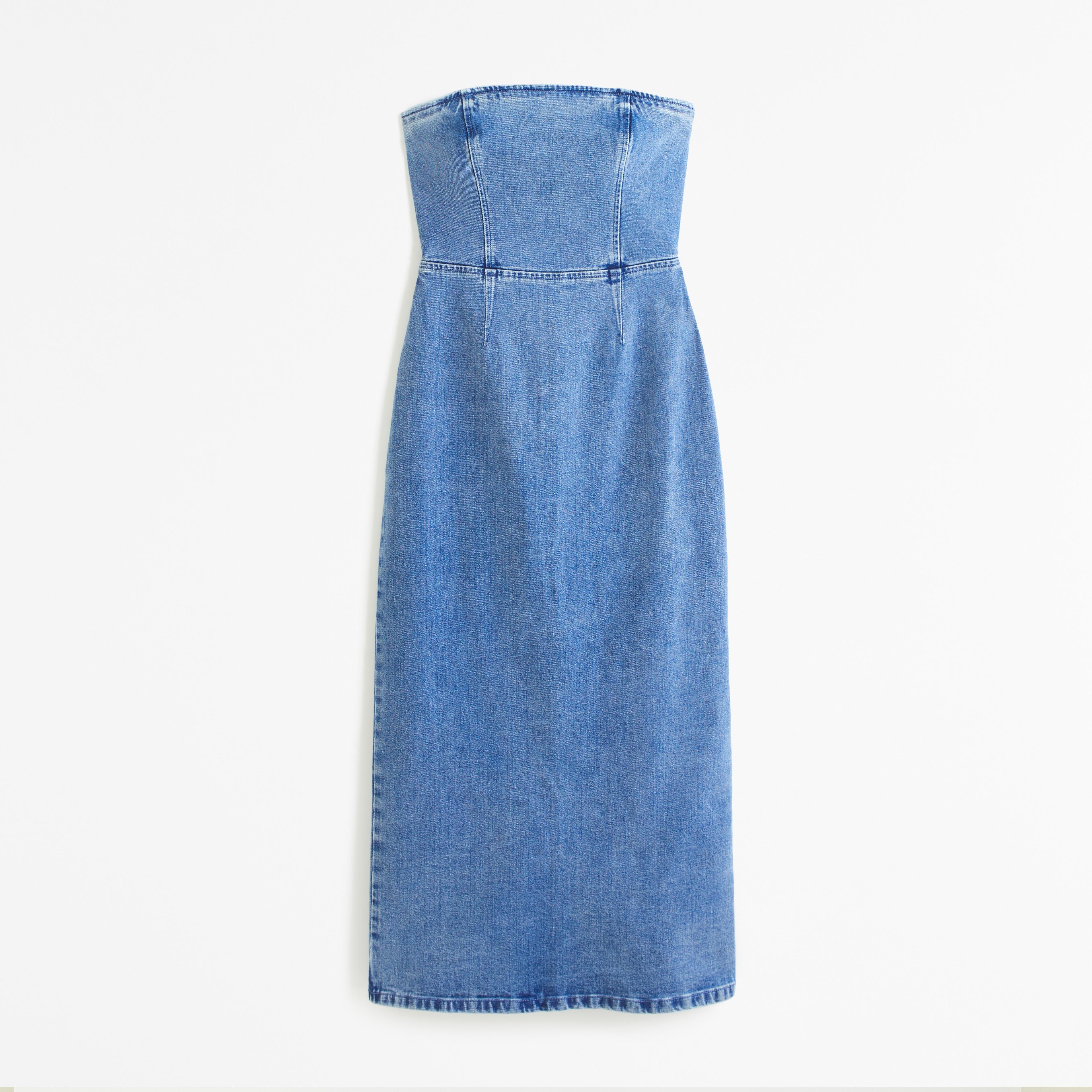 Strapless Denim Midi Dress Product Image