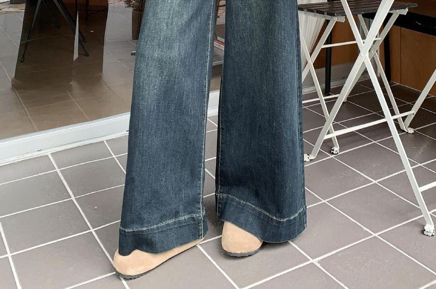 High Waist Washed Wide Leg Jeans Product Image