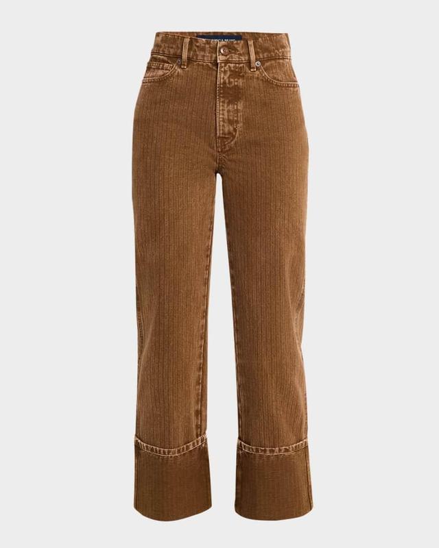 Dylan High-Rise Straight Cuffed Jeans Product Image