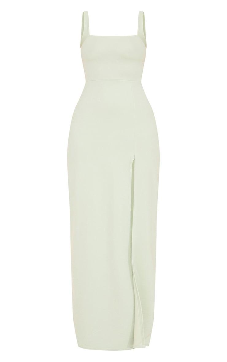 Sage Green Straight Neck Maxi Dress Product Image