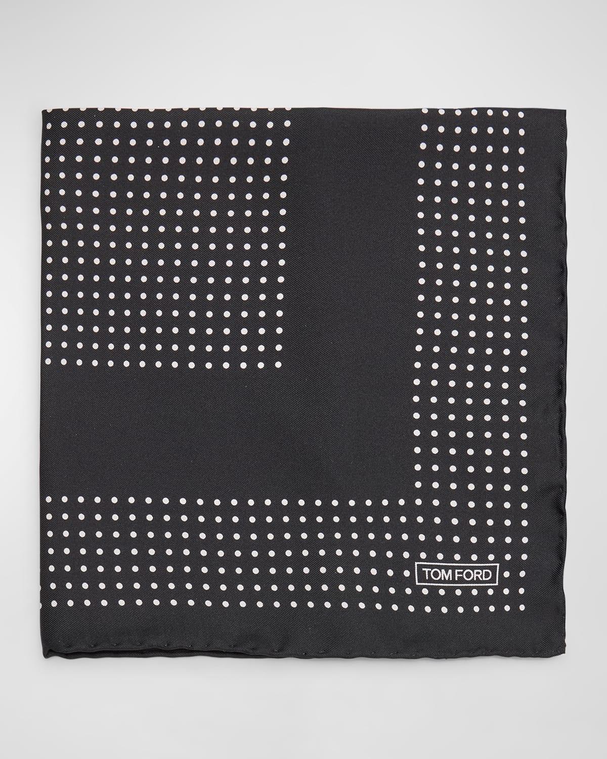 Men's Mulberry Silk Polka Dot-Print Pocket Square Product Image