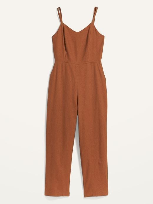 Linen-Blend V-Neck Cami Jumspsuit Product Image